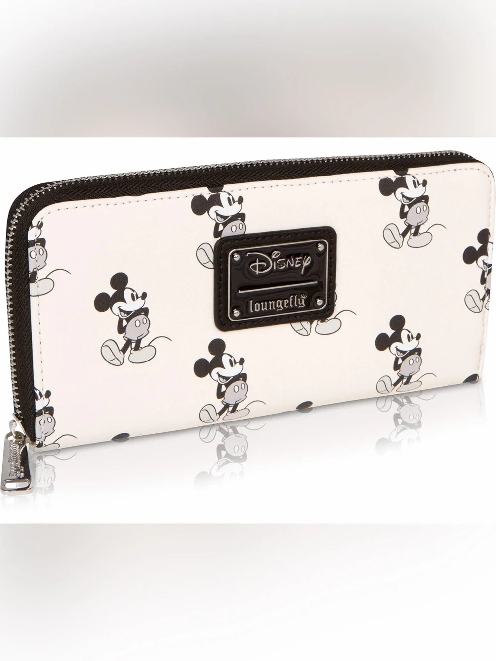 Loungefly White and Black Mickey Mouse Zip Wallet